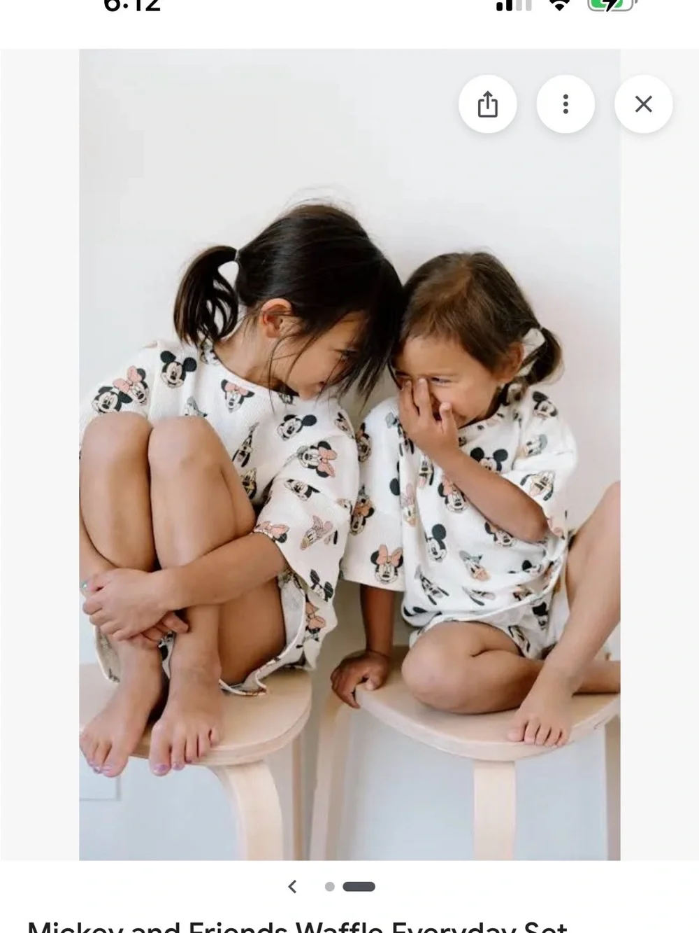 Kids Cream Mickey Mouse Waffle Knit Pajamas